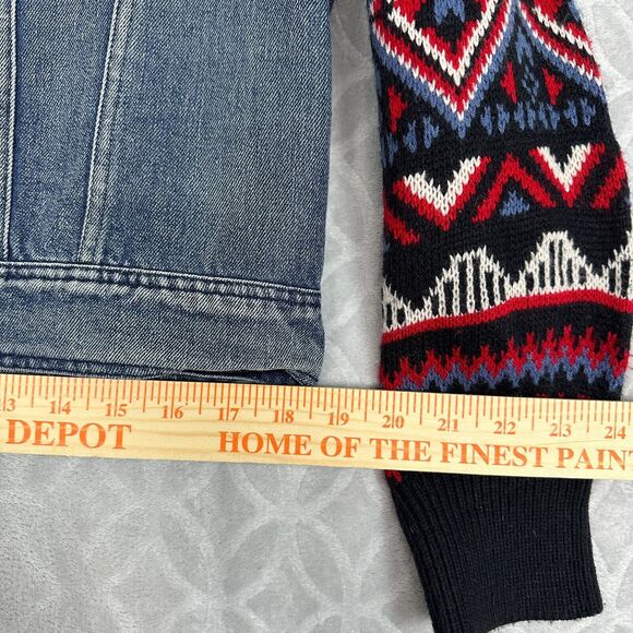 Flying Tomato Sweater Sleeve Jean Jacket Women Medium Denim Boho Hippie Festival - Picture 10 of 10